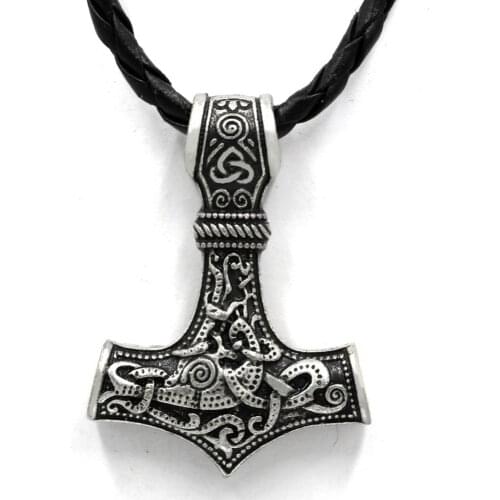 Norse Viking Amulet Scandinavian Mjolnir Pendant Hammer Of Thor Necklace Colar Choker Necklace Women Viking Rune Amulet