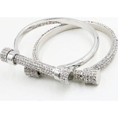 2018 new Design Luxury Crystal Horseshoe Cuff Bracelets Rhinestones Pulseira Feminina Screw Bangles Arm Cuff bijou brassard