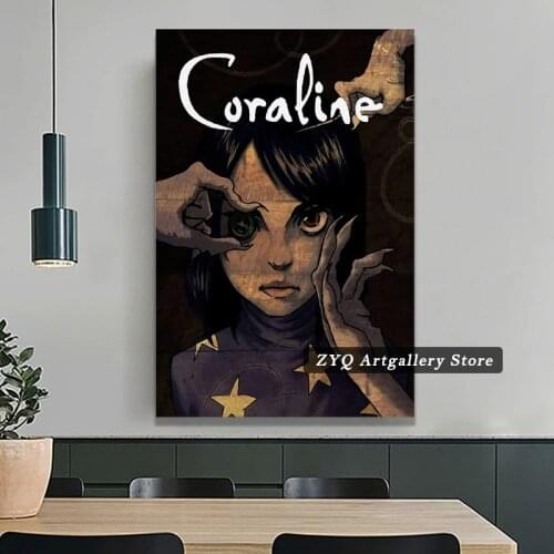 Horror Movie Poster Coraline Poster Anime Movie Canvas Art Poster Wall Picture Print Modern Family Bedroom Decor Posters