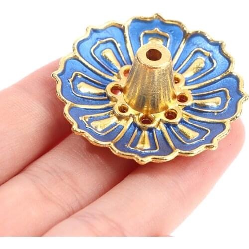 9-Hole Lotus Incense Holder Flower Copper Censer Plate for Sticks Cone Decor