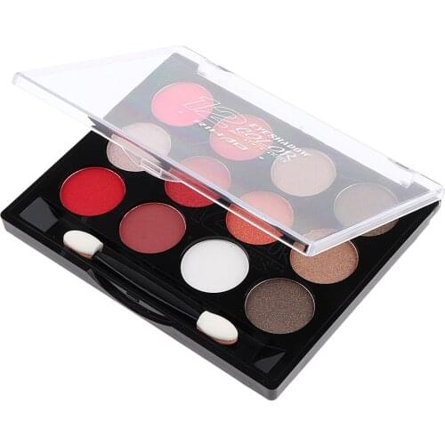 12 Shades Professional Eyeshadow Palette w/ Brush, Pro Eye Shadow Makeup Box Matte & Shimmer Set, Highly Pigmented, Water-Proof