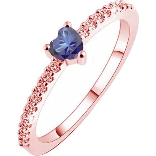 Simple Heart Cubic Zircon inlay Thin Rings for Woman Charm Rose Gold Color Party Finger Jewelry girl Gift Dropshipping