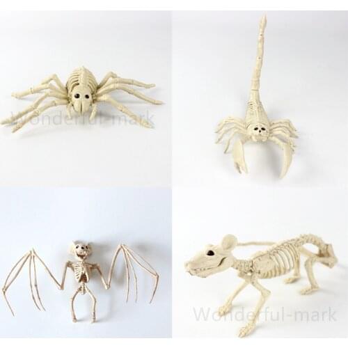 Animal Skeleton Bone Props Halloween Decoration Party Creepy Horror Spider Bat Mouse Scorpion Lizard Bones Ornaments Wholesale