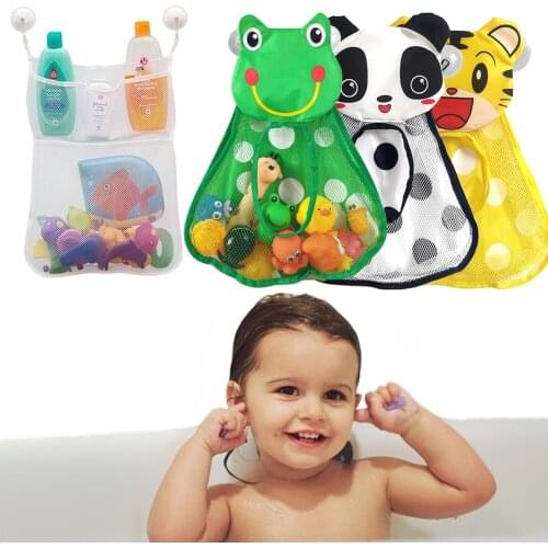 Mesh Net Baby Kids Bath Toys Holder Suction Organiser Storage Hanging Strong Suction Larger Bag Bathroom Organizer Water Toys