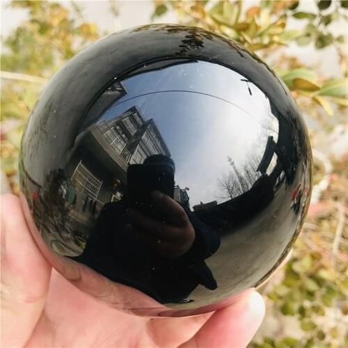 60-200mm Natural Black Obsidian Sphere Large Crystal Ball Healing Stone+Pedestal