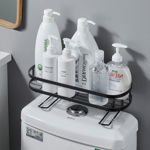 Toilet Storage Rack bathroom Rack With Hooks Paper Towel Lotions Storage Organizer Household Bathroom Accessories Without Drill