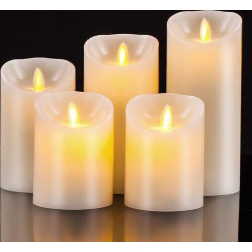Candles Battery Operated Pillar Real Wax Wick Electric LED Candle Gift Sets with Remote Control Flameless Wedding Decorative