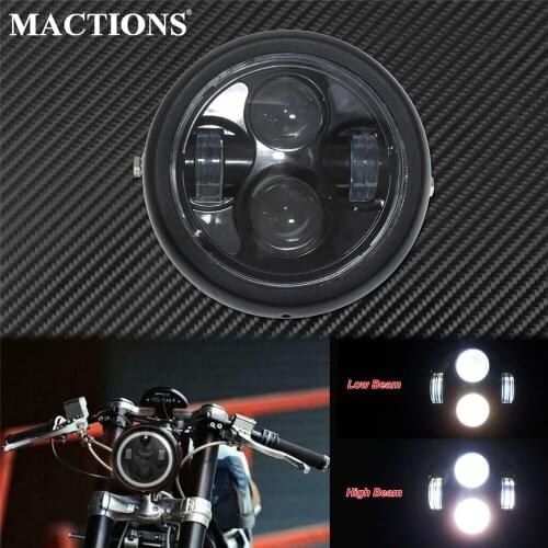 Universal Motorcycle 6.5'' Round LED Headlight High Low Beam Cafe Racer Retro Headlamp Head Light For Harley Bobber XL 48 Dyna