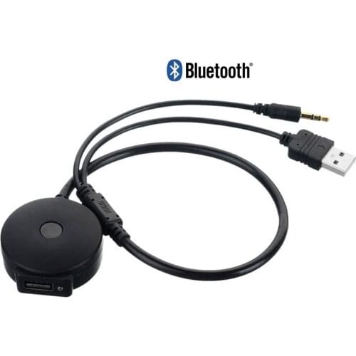 USB 3.5mm AUX to Bluetooth Audio Aux & USB Female Adapter Cable For BMW for Mini Cooper