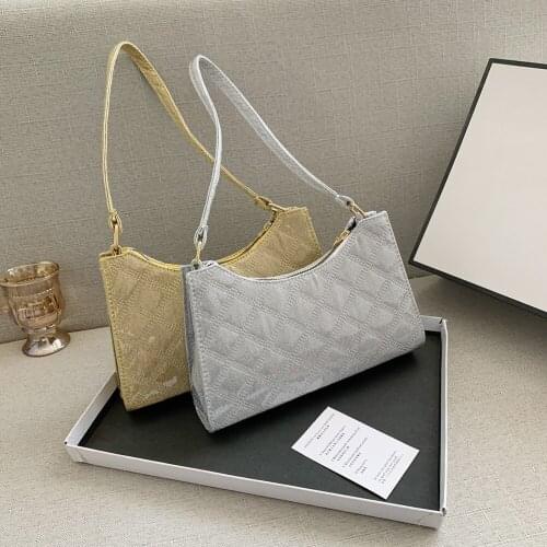 Vintage PU Leather Fashion Lattice Pattern Shoulder Underarm Bags For Women Solid Color Casual Ladies Daily Small Handbags Tote
