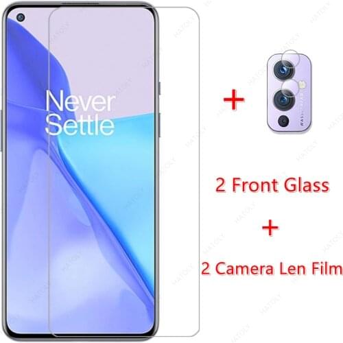 2PCS Glass for OnePlus 9 Tempered Glass for Oneplus 9 9R 8T Nord N10 5G N100 Screen Protector Protective Film Camera Len Film