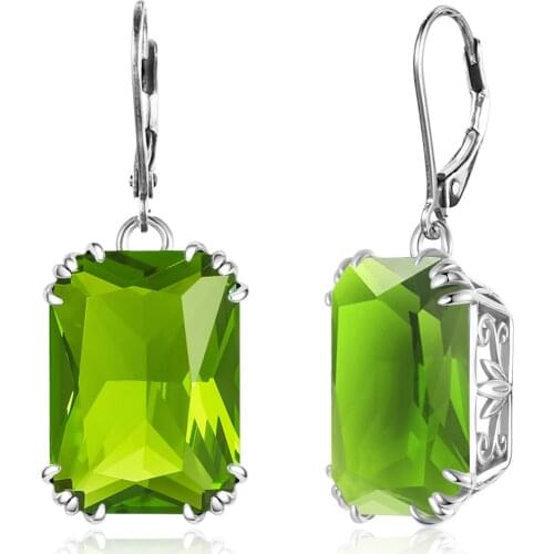 Famous Brand Jewelry Silver 925 Earrings New Peridot Gem Long Drop Earrings For Women Fine Jewelry Party Gift