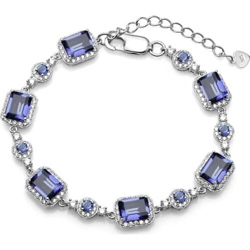 GEMS BALLET Natural Iolite Blue Mystic Bracelet 925 Sterling Silver Gemstone Bracelets & Bangles For Women Wedding Fine Jewelry