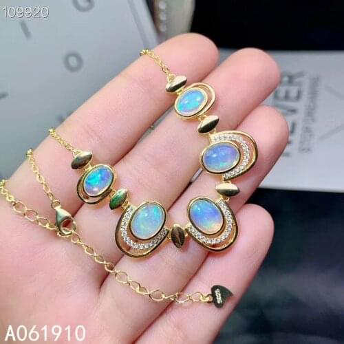 KJJEAXCMY boutique jewelry 925 sterling silver inlaid Natural opal Womens Bracelet support detection luxurious