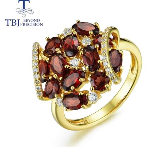 Natural gemstone Mozambique garnet ring 925 sterling silver flower design jewelry for girls women nice anniversary gift