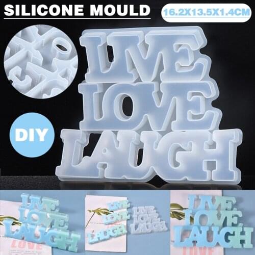 LIVE LOVE LAUGH Letter Silicone Mold Crystal Mirror Ornaments Candle Mold DIY UV Epoxy Resin Casting Craft Letter Mould Tool