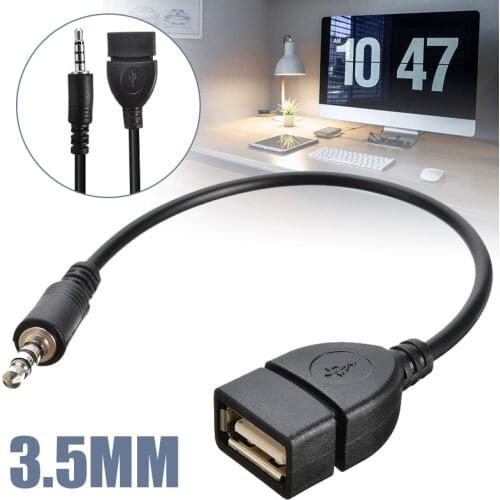 1pc 3.5mm Male Audio AUX Plug Jack to USB 2.0 Female OTG Converter Adapter Cable