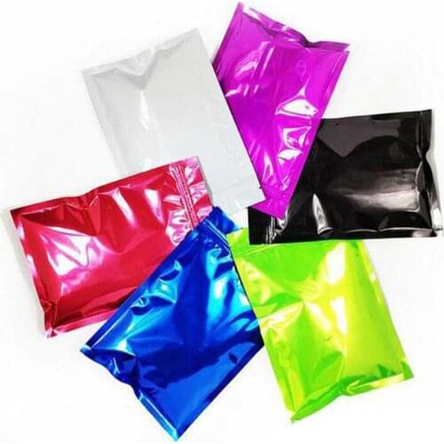 100pcs/lot Zip Lock Reclosable Aluminum Foil Packaging Pouches Snack Powder Long Term Packing Storage Bag Mylar Zipper Packet