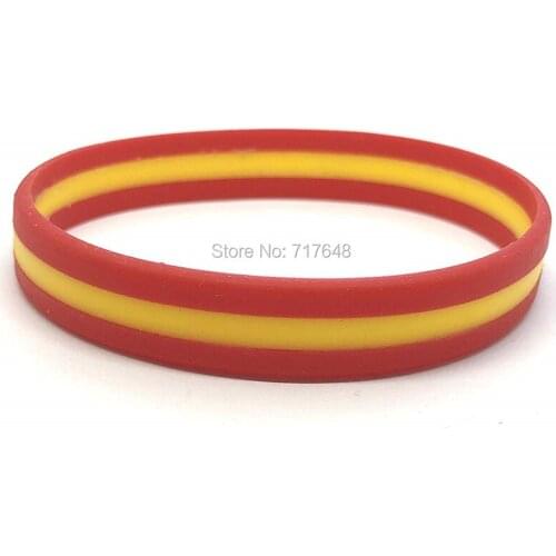 1000pcs Layer striped Spain Spanish Flag wristband silicone bracelets free shipping by FEDEX A