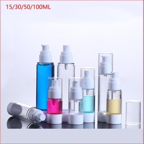 15/30/50/100ml empty Airless PET mist spray/lotion pump refillable cosmetic emulsion plastic perfume bottle Cream Containers