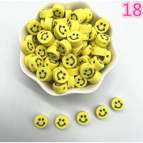 30pcs 10mm Smiling Face/Heart/Fruit/Flowers Beads Polymer Clay Spacer Loose Beads for Jewelry Making DIY Accessories #18