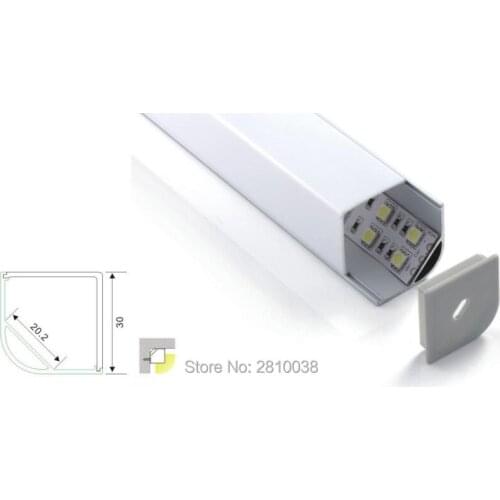 30 X 2M Sets/Lot V shape profile led light and 90 beam angle led aluminum profile extrusions for wall corner lights