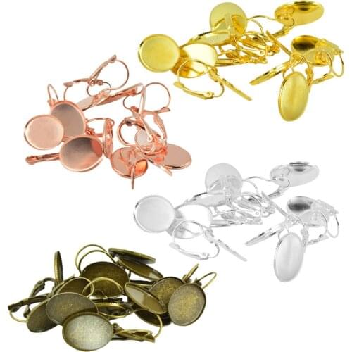 48pcs 18x13mm Oval Bezel French Lever Earrings Base Blanks Earrings Findings