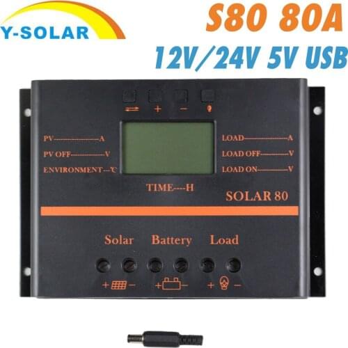 Solar Controller Solar 80 12V/24V 80A Solar Charge and Discharge Controller LCD Display