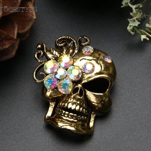 Antique Flower Skull Brooch Pins Pirate Alloy Fashion Women Brooches Pins Collar Accessories Jewelry Lapel Pin Badge artist