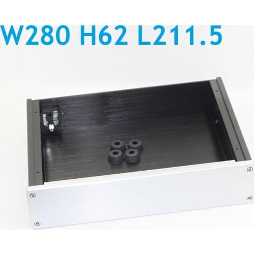 Silver Panel Headphone Amp Case DIY Aluminum Power Amplify Chassis W280 H60 D211.5 DAC Decoding 2806