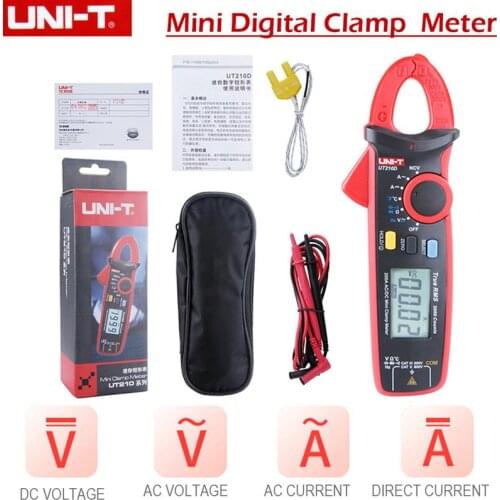 UNI-T UT210D UT210E Digital Mini Clamp Meter True RMS Voltage Resistance Capacitance Multimeter Auto Range NCV Multi-Tester
