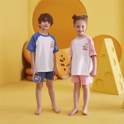 Baby YouYou Children Summer Girl‘s Set Pajamas Short Cartoon Boy Home Clothes Cotton Bathrobe Tom & Jerry Robe Cute Sleepwear
