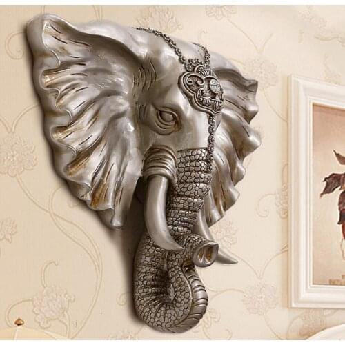 Elephant head Wall Statues home decoration accessories Resin Handicraft suspension Figurines Garden figures Wall stickers statue