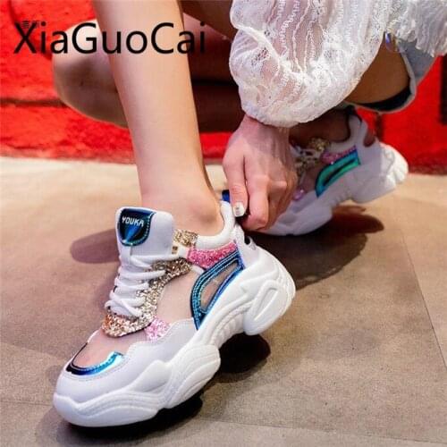 Creepers High Quality Fashion Women Casual Shoes Mesh Summer Womens Platform Casual Sneakers Mixed Colors Ladies Creepers