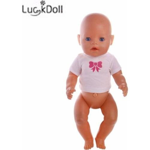 LUCKDOLL Solid Color Short Sleeve Fit 18 Inch American 43cm Baby Doll Clothes Accessories,Girls Toys,Generation,Birthday Gift