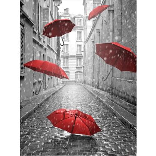 Red Umbrella Rose Flower Printed 11CT Cross-Stitch DIY Embroidery Set DMC Threads Hobby Handiwork Sewing Craft Package Sales