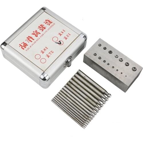 15PCS Jewelry Doming Block Punch Set Steel Dapping Die Craft Metal Working Tool 2-9.5mm