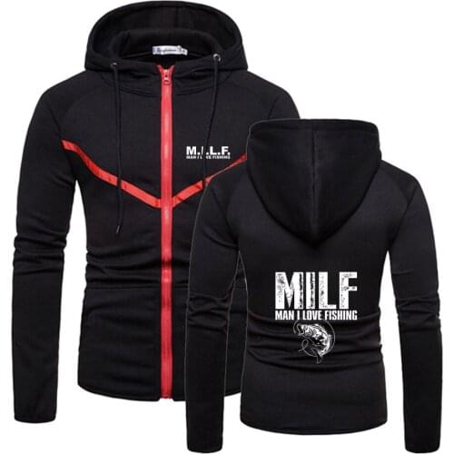 2021 New Casual Milf Man I Love Fishing Zipper Printing Hoodies Fitness Sweatshirts Solid Color England Muscle Sportswear Coat