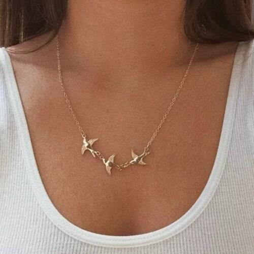 New Fashion Retro Simple Three Sparrow Bird Antique Necklace