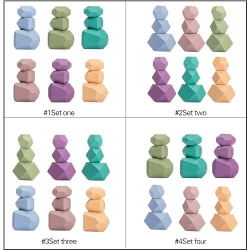 Lets Make Unfinished Wood Stacked Stone Education Rainbow Block Stacking Game Montessori Baby Toys Fidget Toys For Kid New