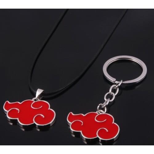 1Pcs Anime Naruto Necklace Akatsuki Organization Red Cloud Sign Pendant Choker Women Men Cosplay Party Jewelry Accessories
