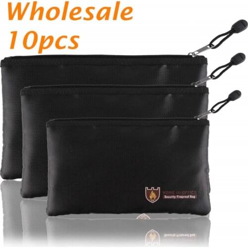 10PCS Portable Fireproof & Waterproof Document Envelope File Folder Cash Pouch Fireproof Money Bag Lipo Safe Bag for Home Office