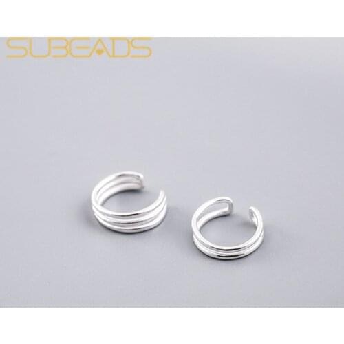 Subeads 925 Sterling Silver Multi-layer Circle Ear Clip Earrings For Women Simple Ear Bone No Pierced Ears Earrings Jewelry
