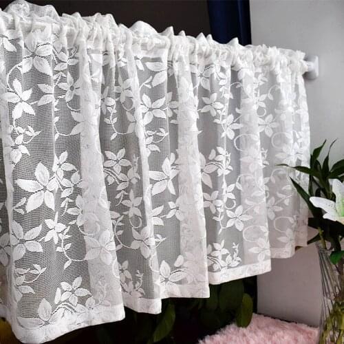 Mesh Lace Flower Window Balcony Short Curtain Kitchen Valance Drape Home Decor Living Room Treatment Voile Curtain