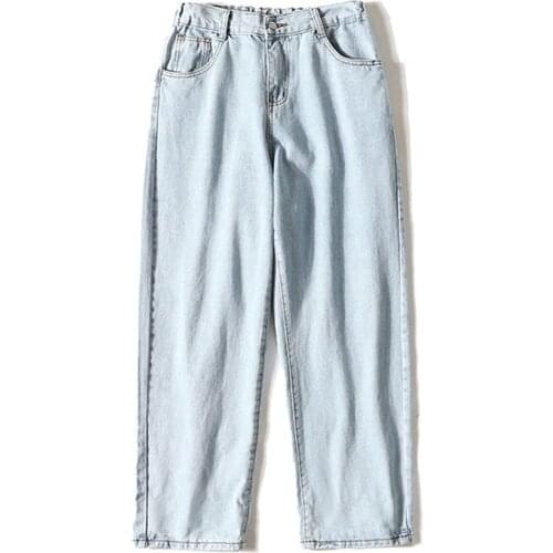 Spring Summer Washed Denim Pants Men Cropped Straight Jeans Fashion Loose Plus Size Cowboy Trousers High Quality Bottoms Male