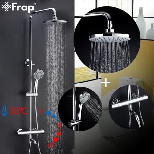 Frap Shower Faucets bathroom thermostatic shower faucet mixer with thermostat rainfall shower panel set bath shower mixer faucet