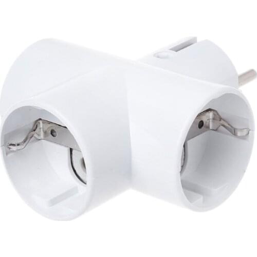 EU Standard Convert Socket With 3 Outlets Ceramics Travel Power Adaptor