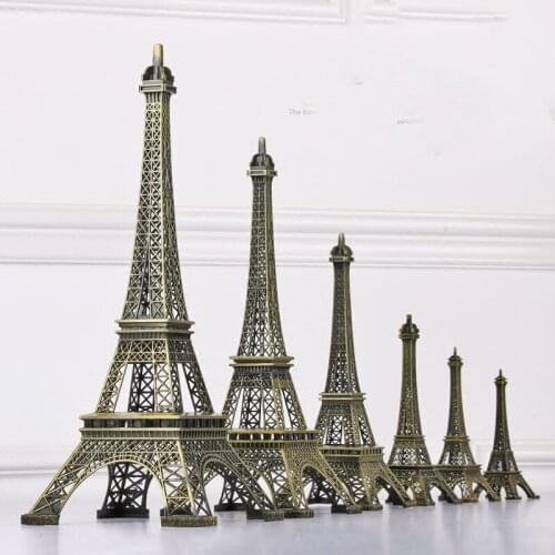 Paris Eiffel Tower Figurine Statue Metal Crafts Vintage Model Miniatures Decor Antiques Bronze Tone Travel Souvenirs D290