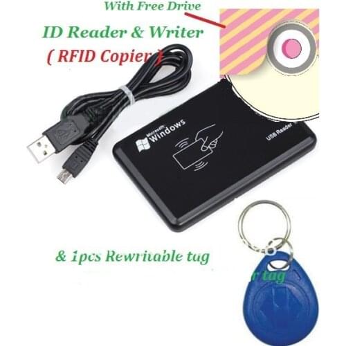 USB 125khz RFID Reader & Writer ID card Copier duplicate copier & 1pcs free rewritable tag