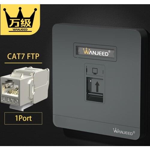 WANJEED 86x86mm Network Faceplate Wall Outlets 1Port 2Port with CAT5E CAT6 CAT7 CAT8 keystone Jack Ethernet Modular Wallplate